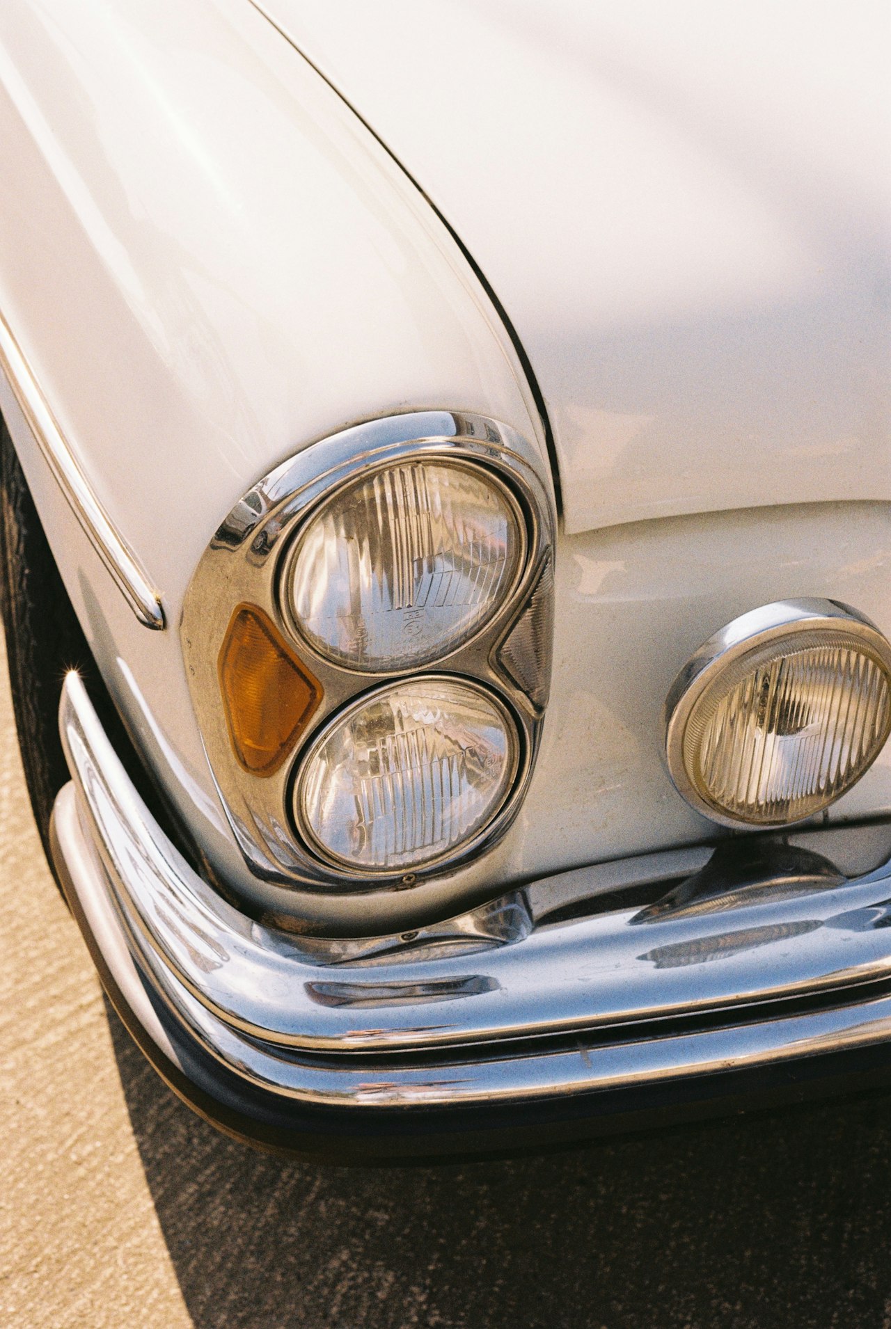 Chrome detail on a classic car grille