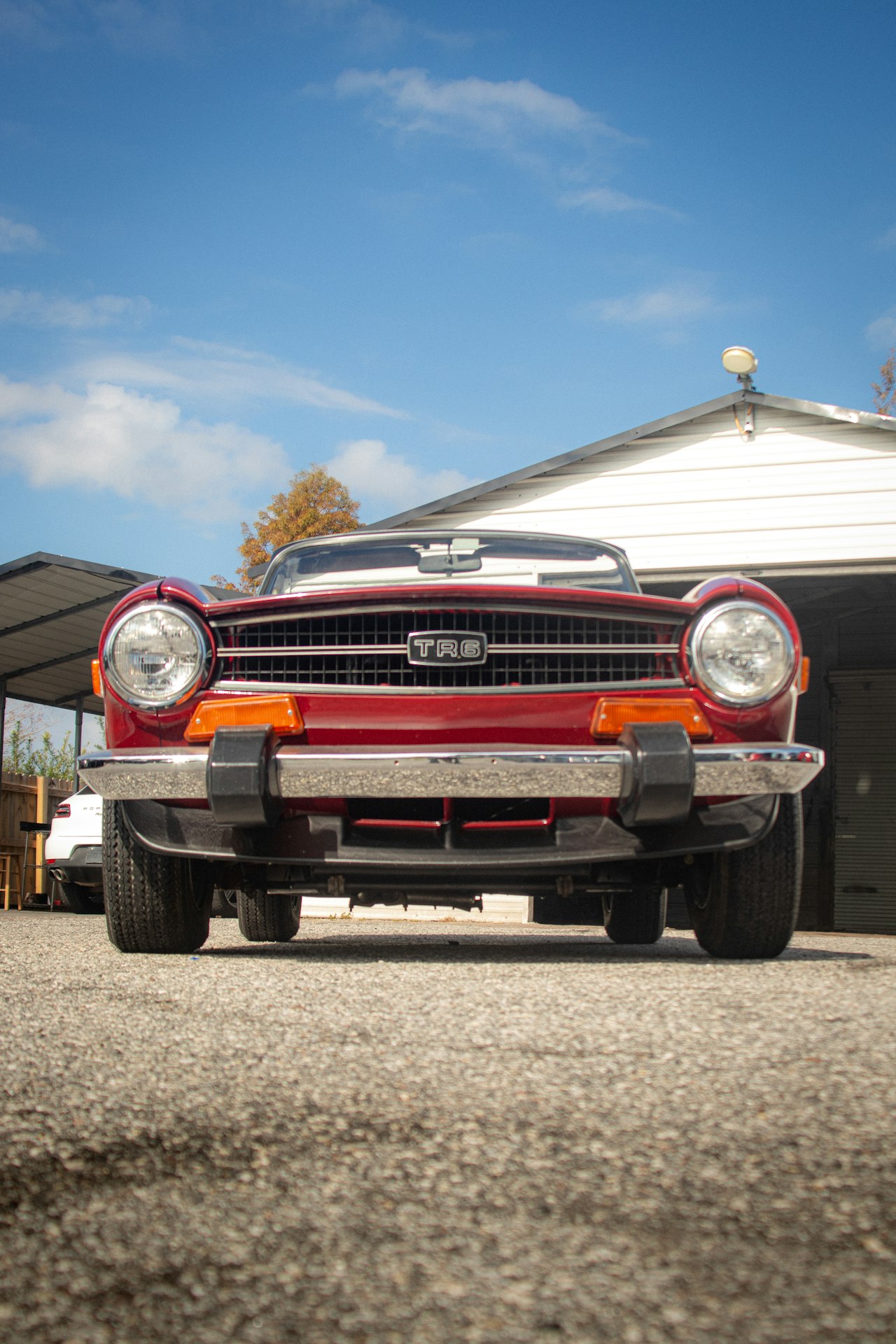 Triumph TR6 roadster on an open road