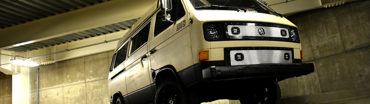 White VW Transporter T4 van, the model sold in North America as the EuroVan from 1992 to 2003